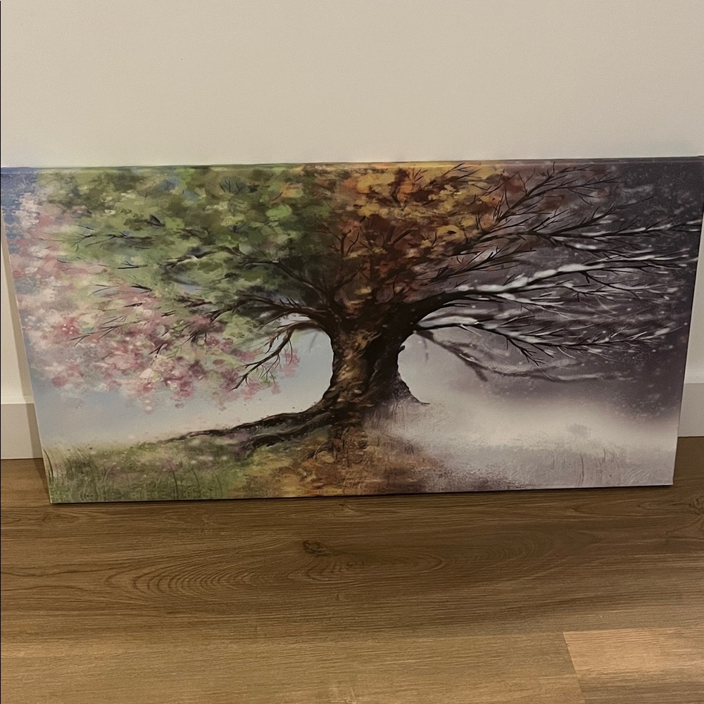 Tree with Four Seasons Canvas Wall Art 32x16